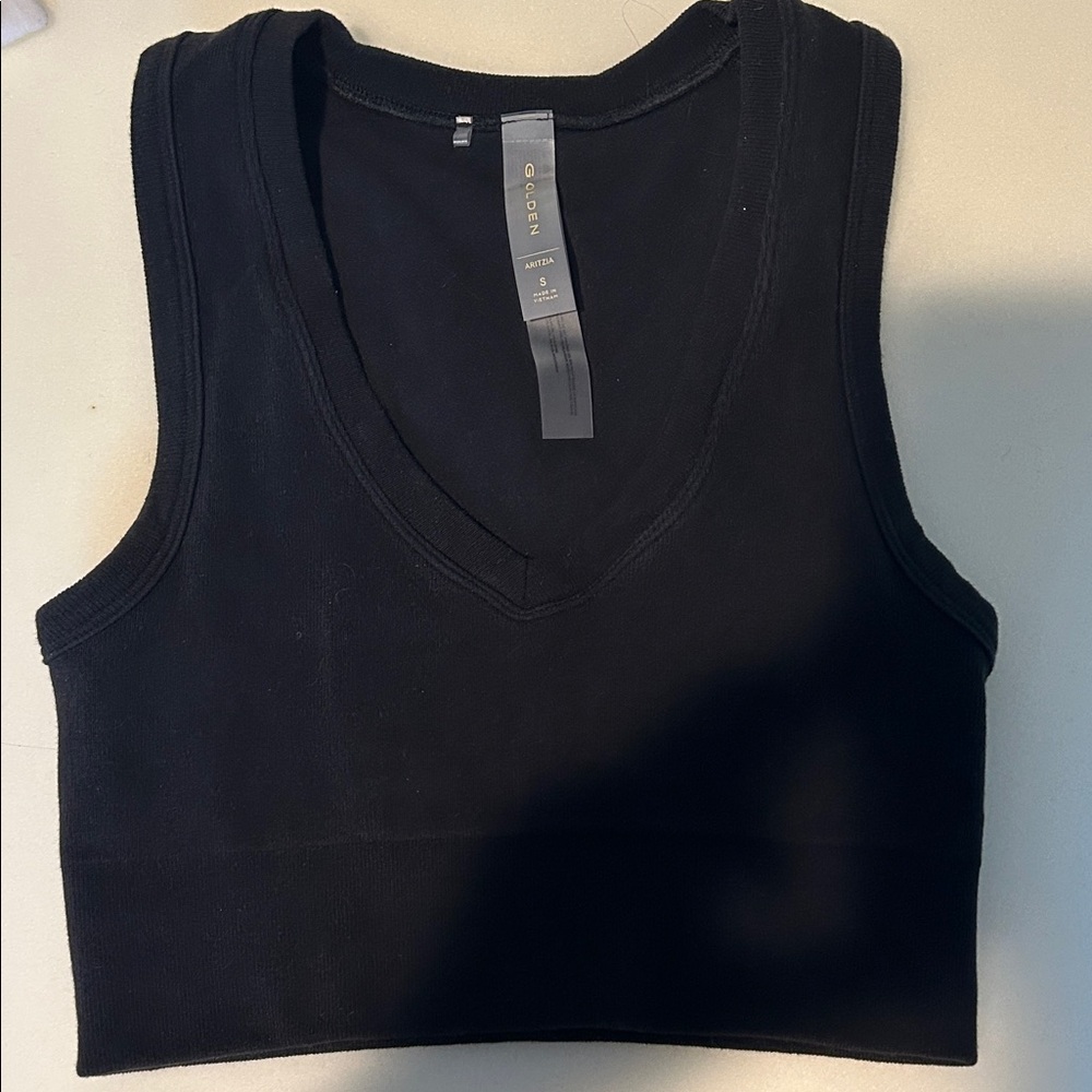 Aritzia Black V-Neck Crop Top